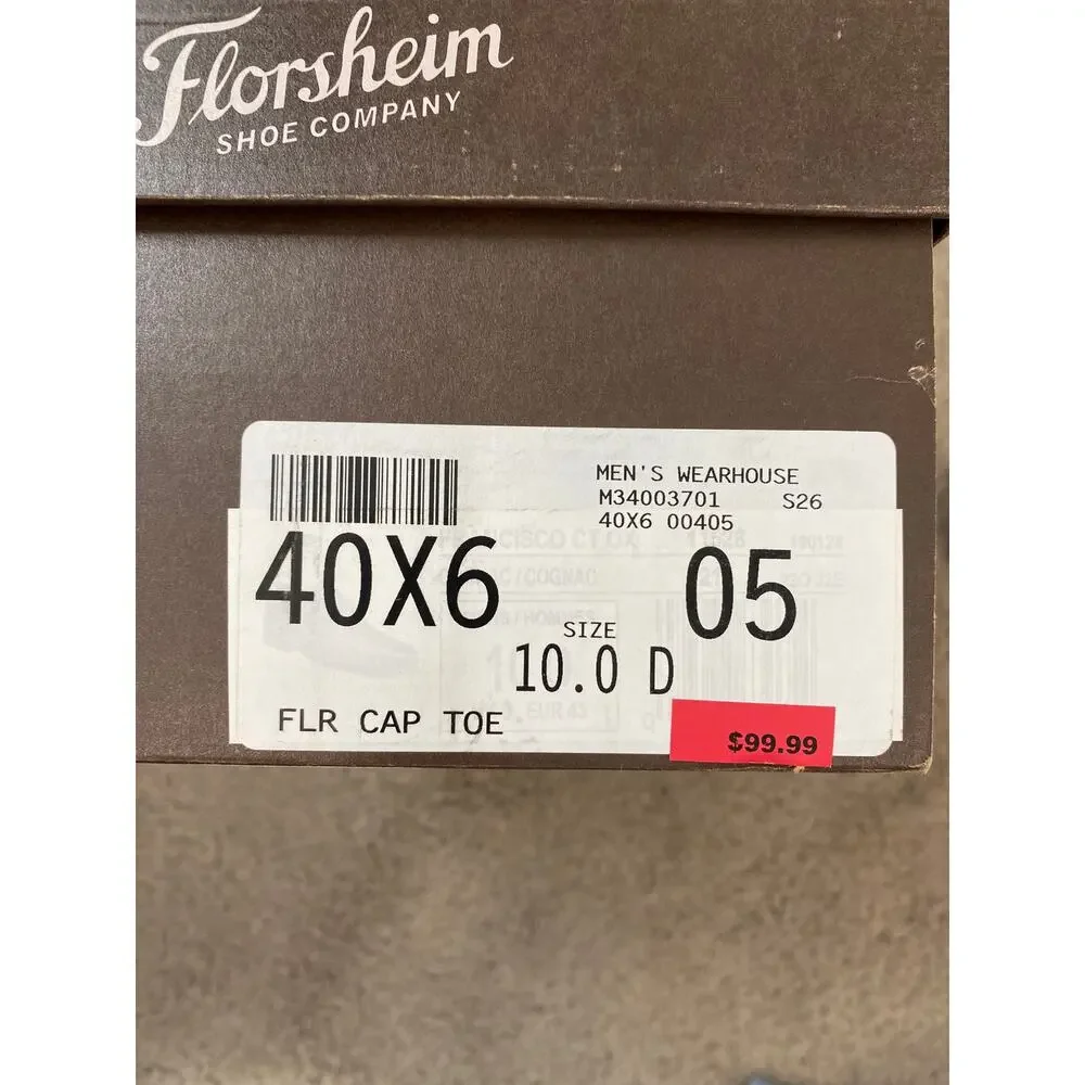 New Florsheim Leather Cap Toe Oxford Dress Shoes Men’s Size 10